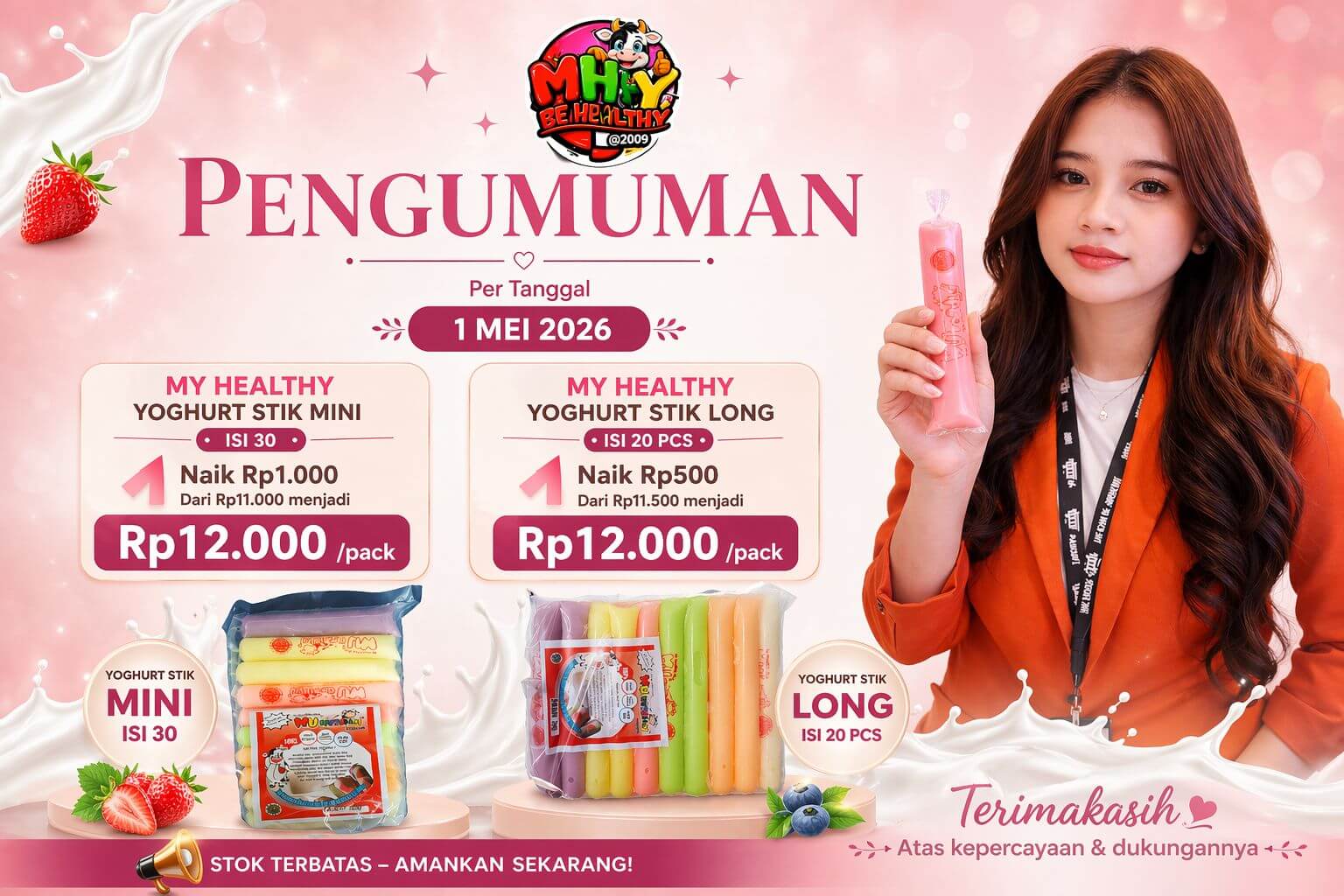 Daftar lengkap harga yoghurt my healthy stik